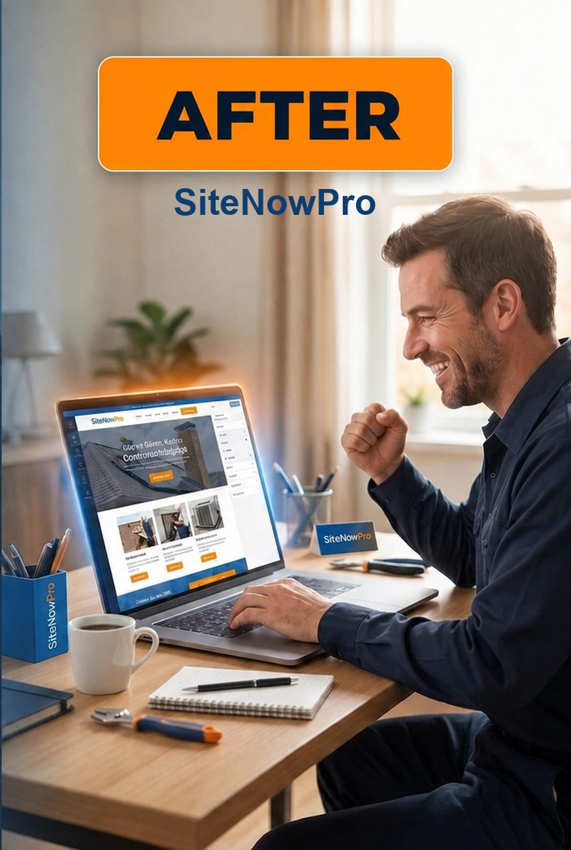 After SiteNowPro: the same owner smiling at his finished website.